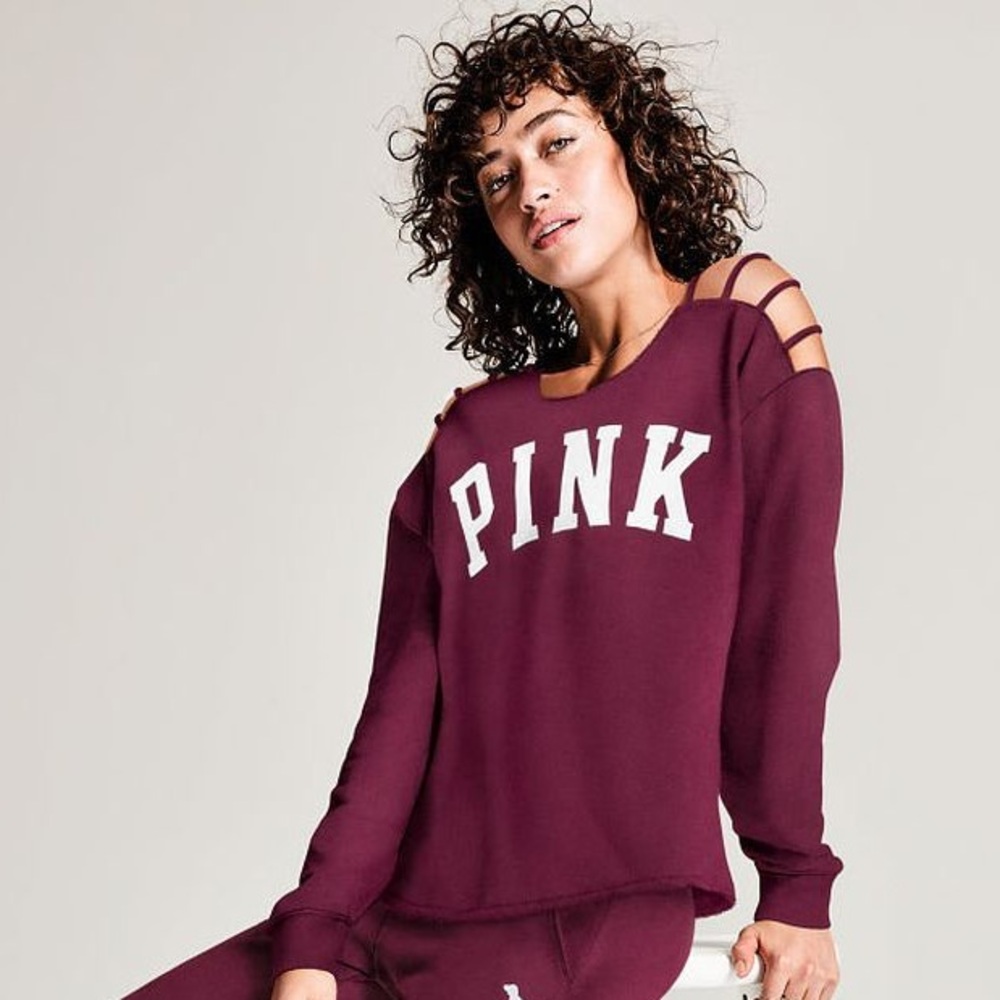 EUC * VS Pink sweatshirt w/ ladder shoulders sz M